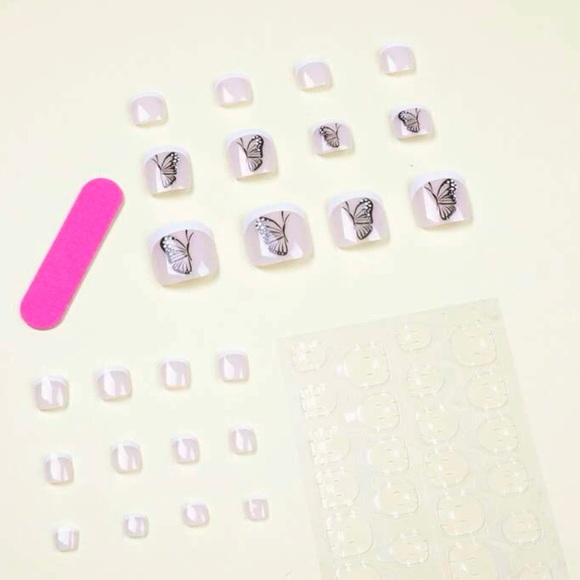 24pcs Butterfly Print Toenail, 1 Sheet of Tape & 1pc Nail File (COPY) - Picture 3 of 5